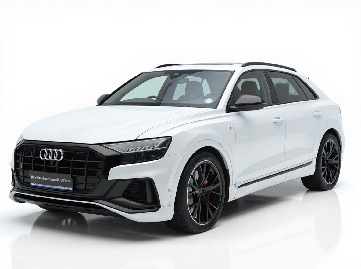 After enhancement - professional studio-quality white Audi SUV with clean background and perfect lighting